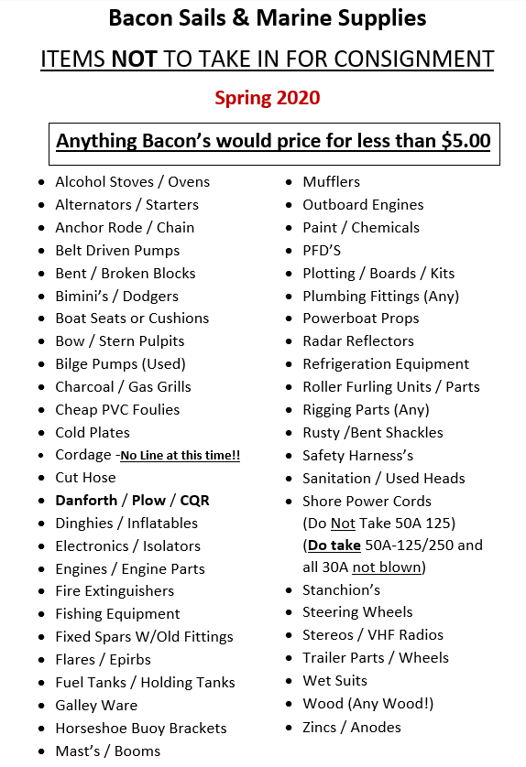 Consignment Bacon Sails